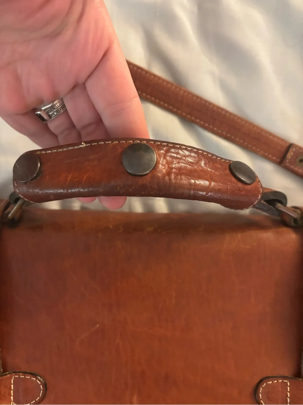 Vintage Mossimo Messenger Bag Briefcase Brown Leather Flannel Lined Pre-target